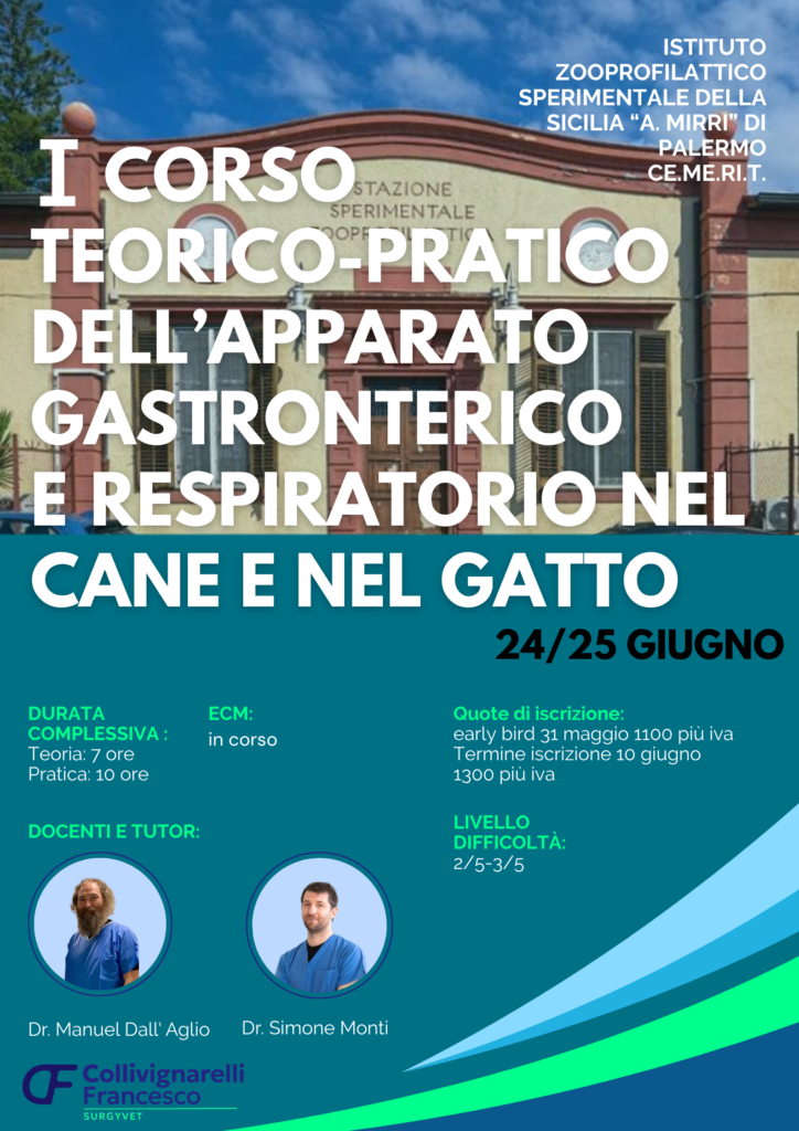 CORSO TAZIONE SPERIMENTALE TEORICO PRATICO DELL'APPARATO GASTRONTERICO E RESPIRATORIO NEL CANE E NEL GATTO